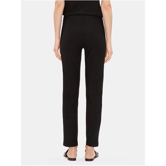 Eileen Fisher Stretch Crepe Slim Black Ankle Pants